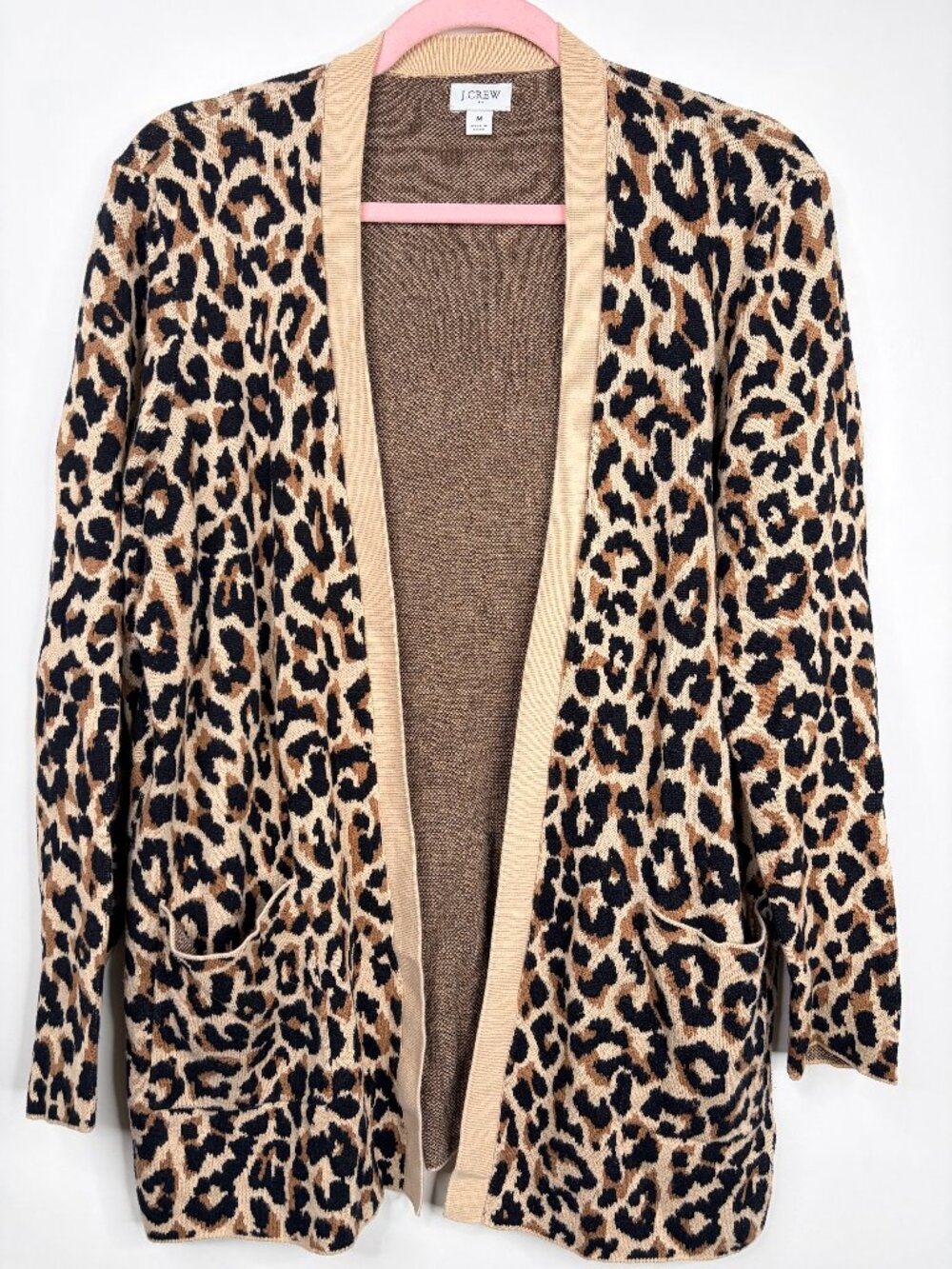 J. Crew Leopard Open Cardigan Gold Leo Beechwood Medium #A2854 - Picture 3 of 8